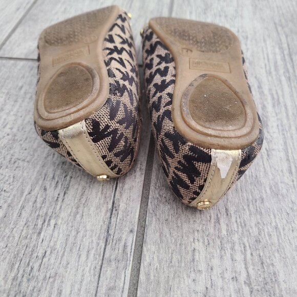 MICHAEL Michael Kors “Mica” Monogram Kids Ballet Flats Shoes Tan/Black Size 11 - Picture 11 of 11